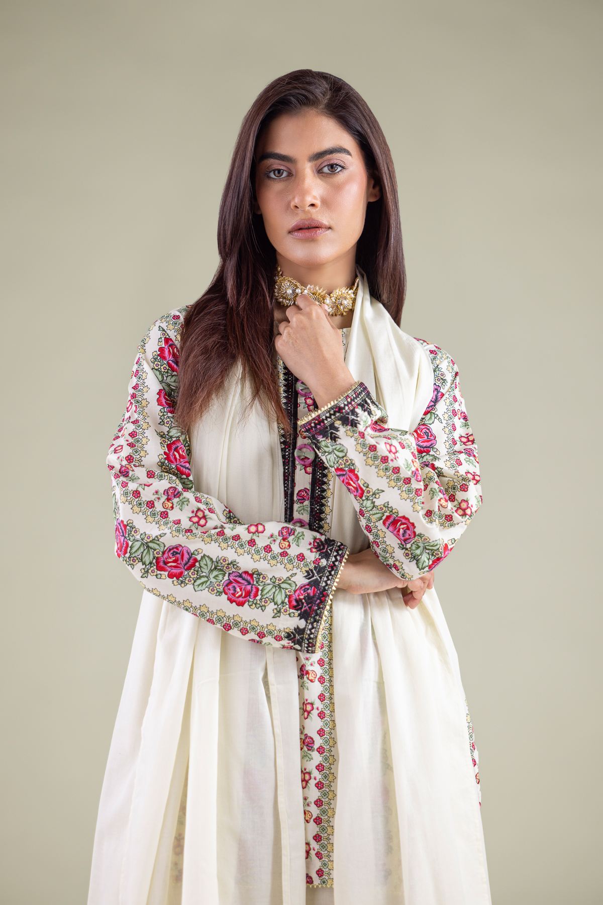 Embroidered Lawn Dupatta - 1-26-122-A-G-VG