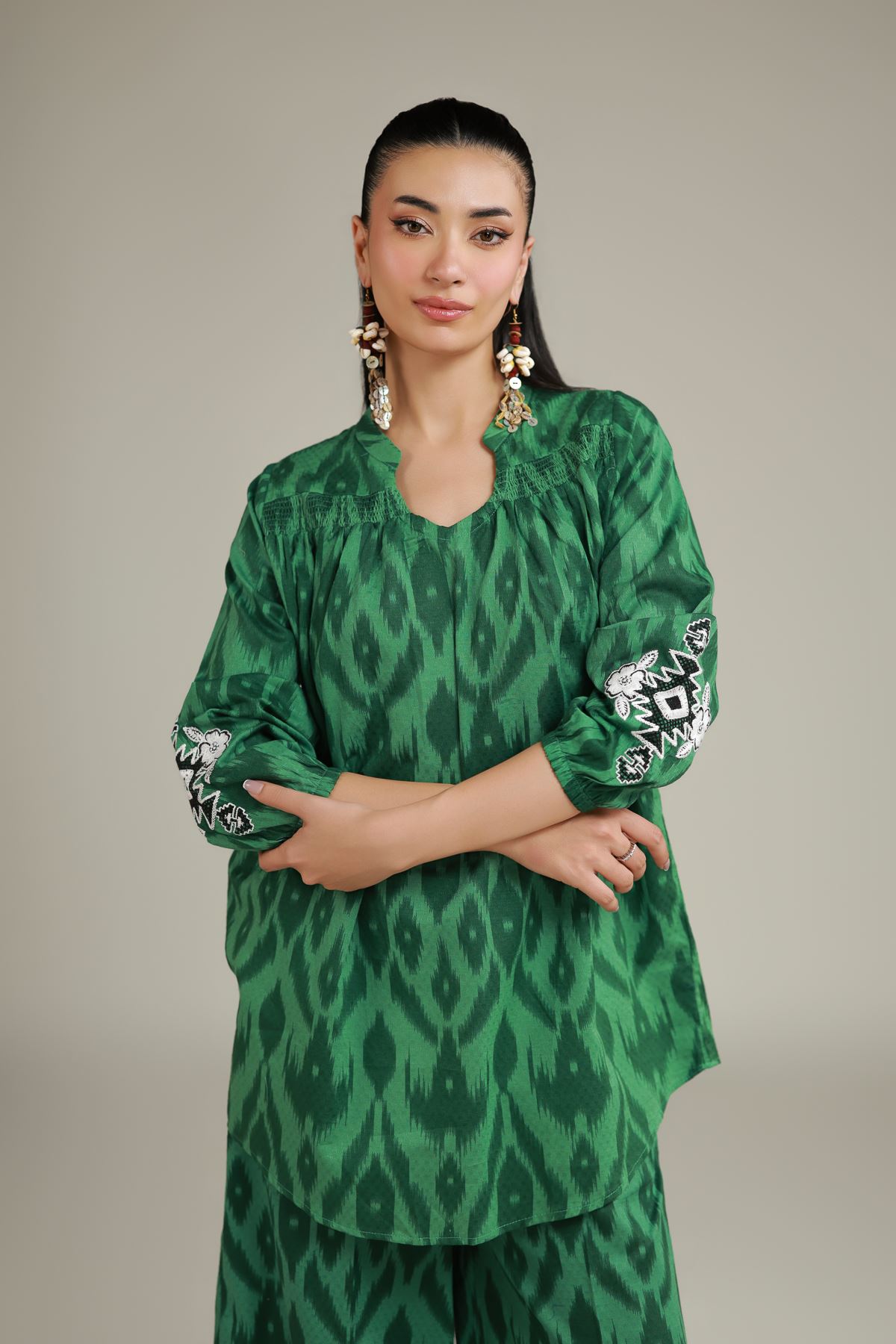 Embroidered Cotton Dobby Green Cotton Kurta - 1-26-228-A-H2-VG