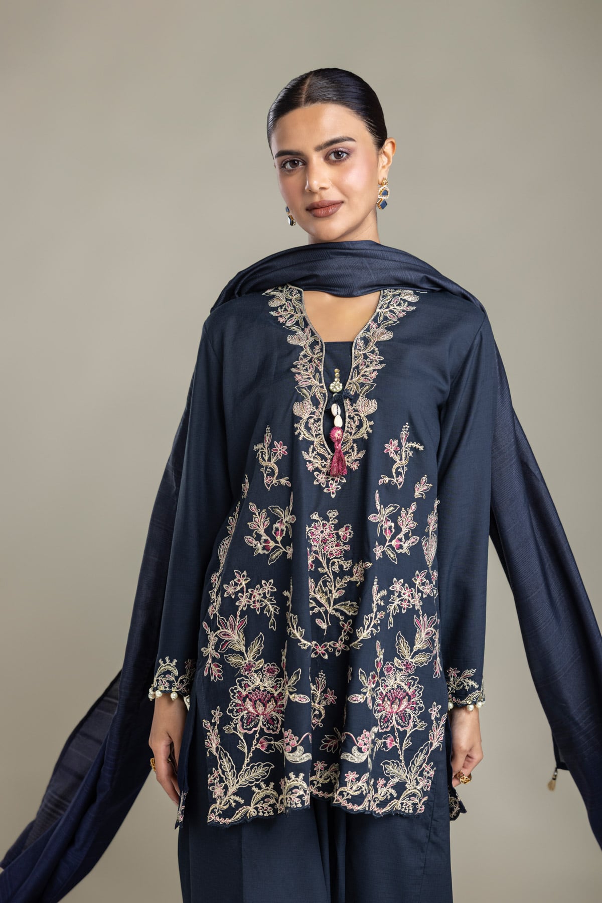 Embroidered Polyester Silk Polyester Silk Dupatta - 2-26-202-A-D-VG