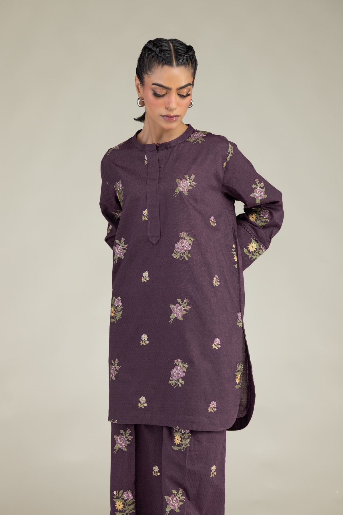 Embroidered Cotton Dobby Cotton Dobby Kurta - 25-10-12E5-12TA-VG