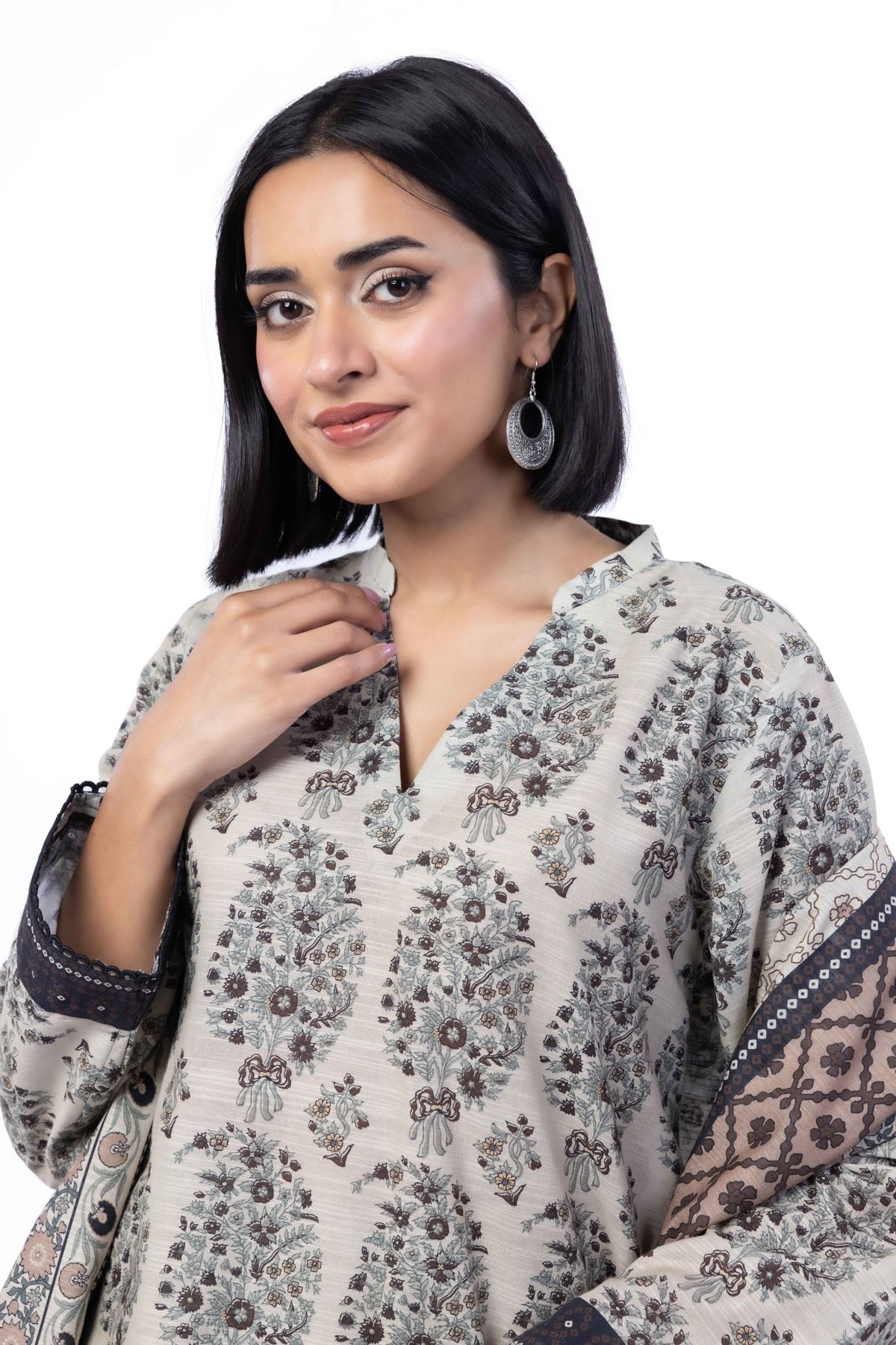 Printed Light Khaddar Fabrics 3 Piece - KW57A-VG