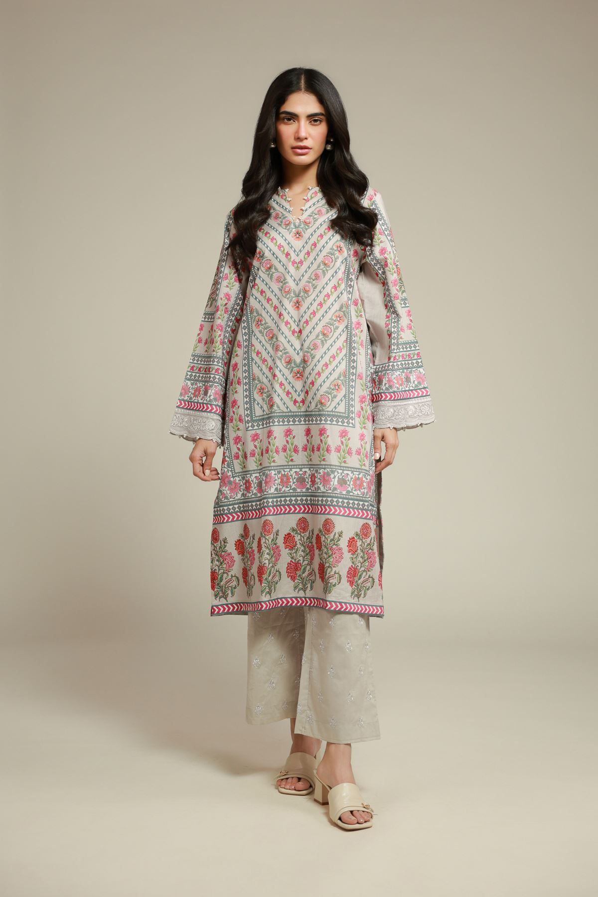 Embroidered Textured Lawn 2-Piece Tailored Set - T-A33-26-103FJ2-VG