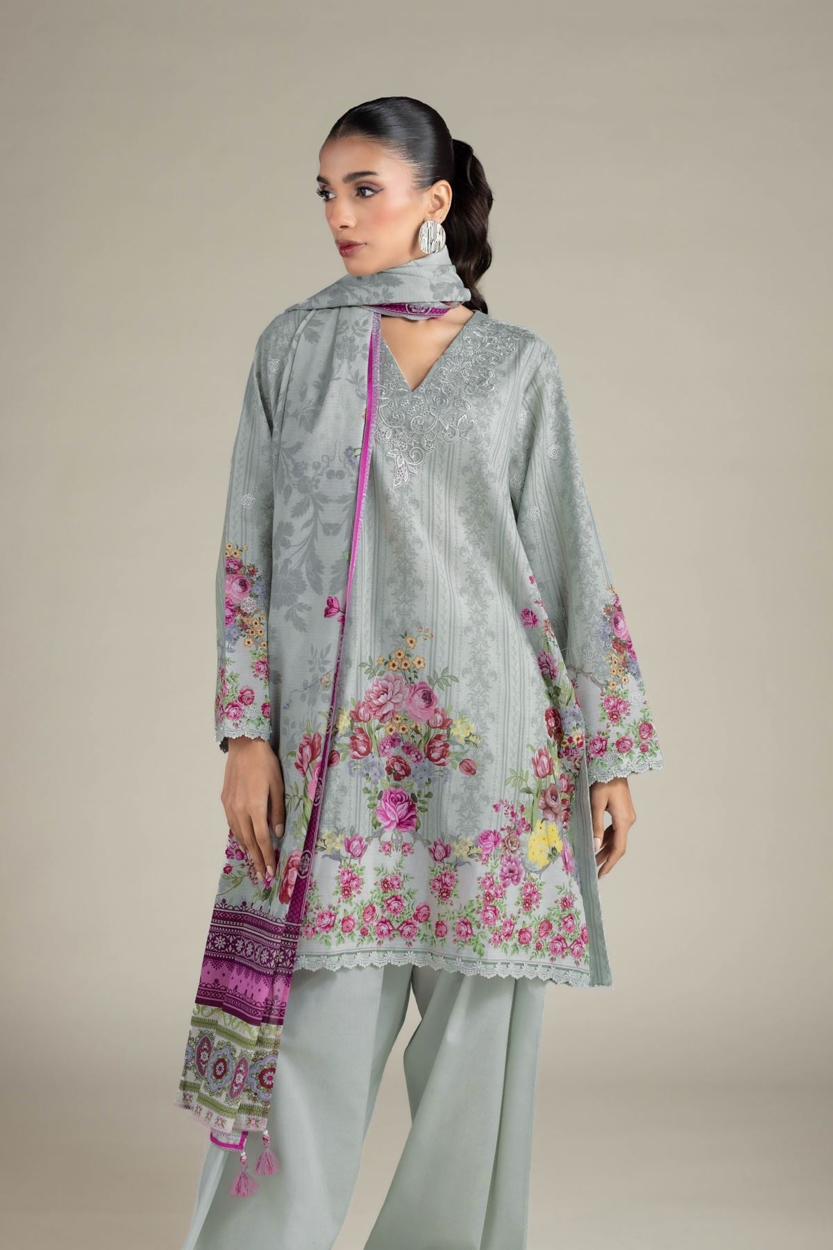 Embroidered Cambric Tailored 3 Piece - T-A33-26-107FG-VG