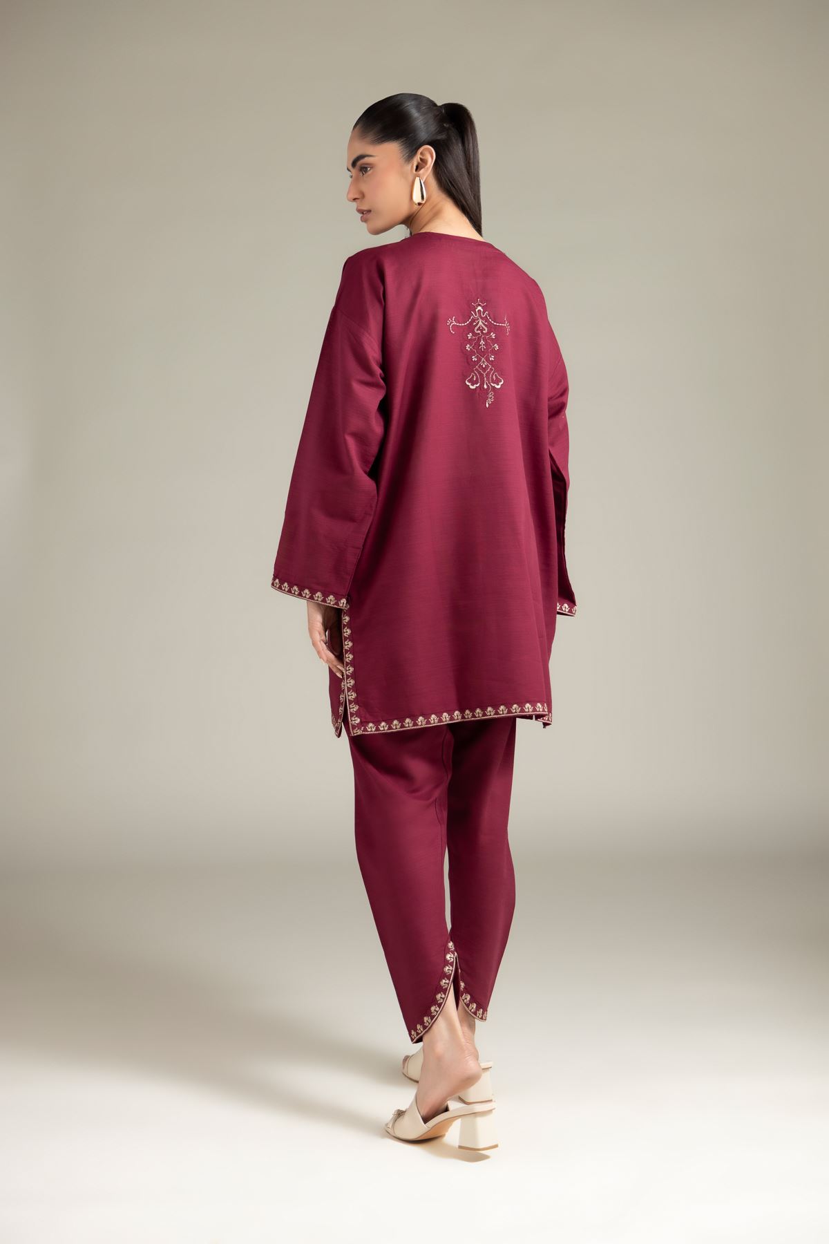 Embroidered Textured Cotton Kurta - 1-26-109-A-I-VG