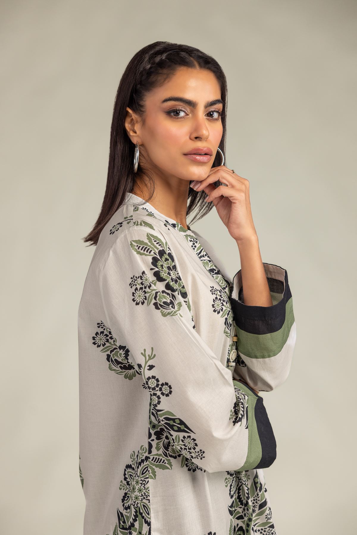 Printed Cambric Floral Cambric Kurta - 1-26-309-B-D1-VG