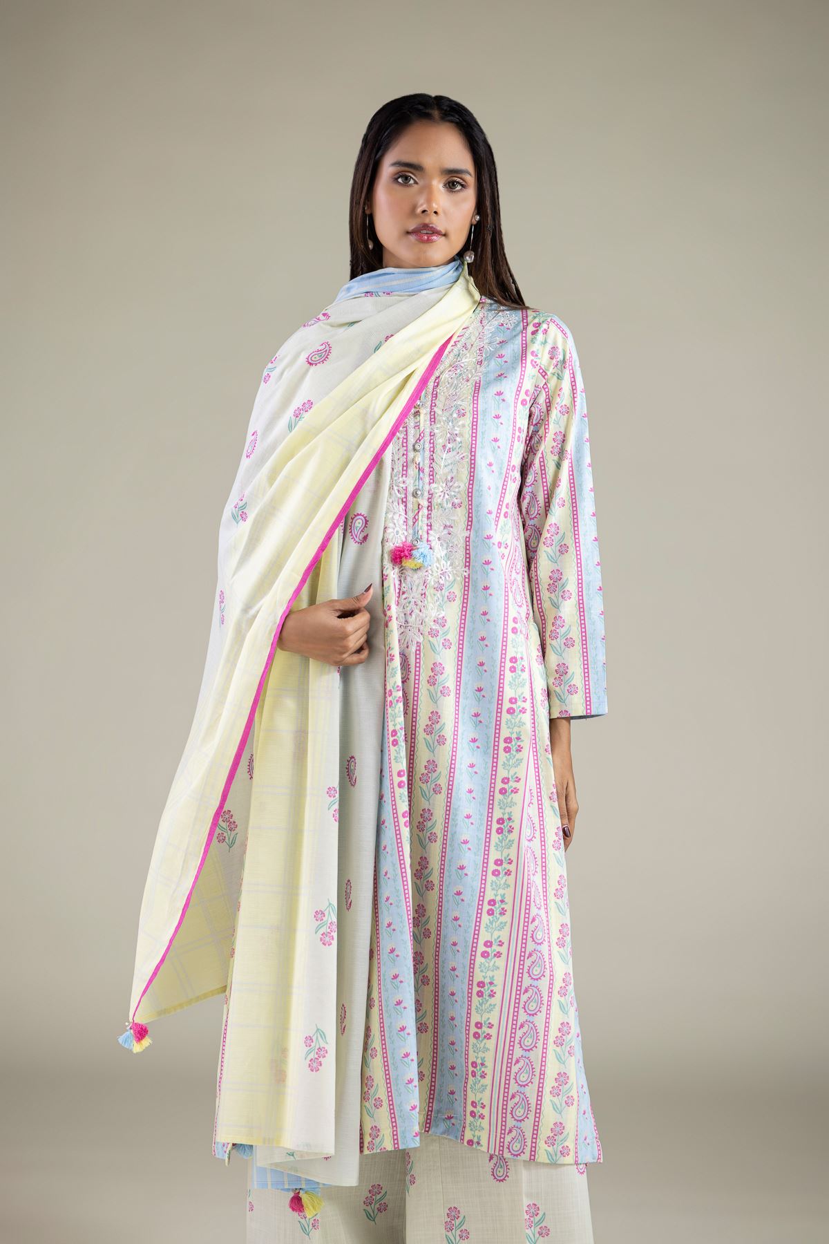 Embroidered Textured Lawn Dupatta - 1-26-123-A-A-VG