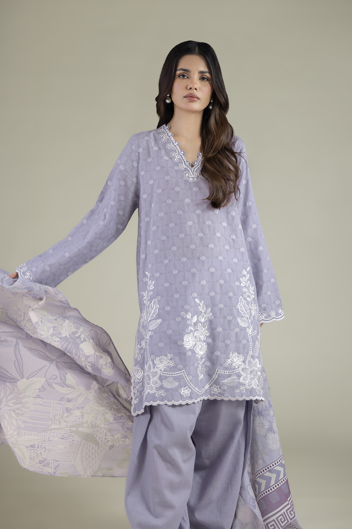 Embroidered Broshia Fabrics 3 Piece - A22-26-214FH1-VG