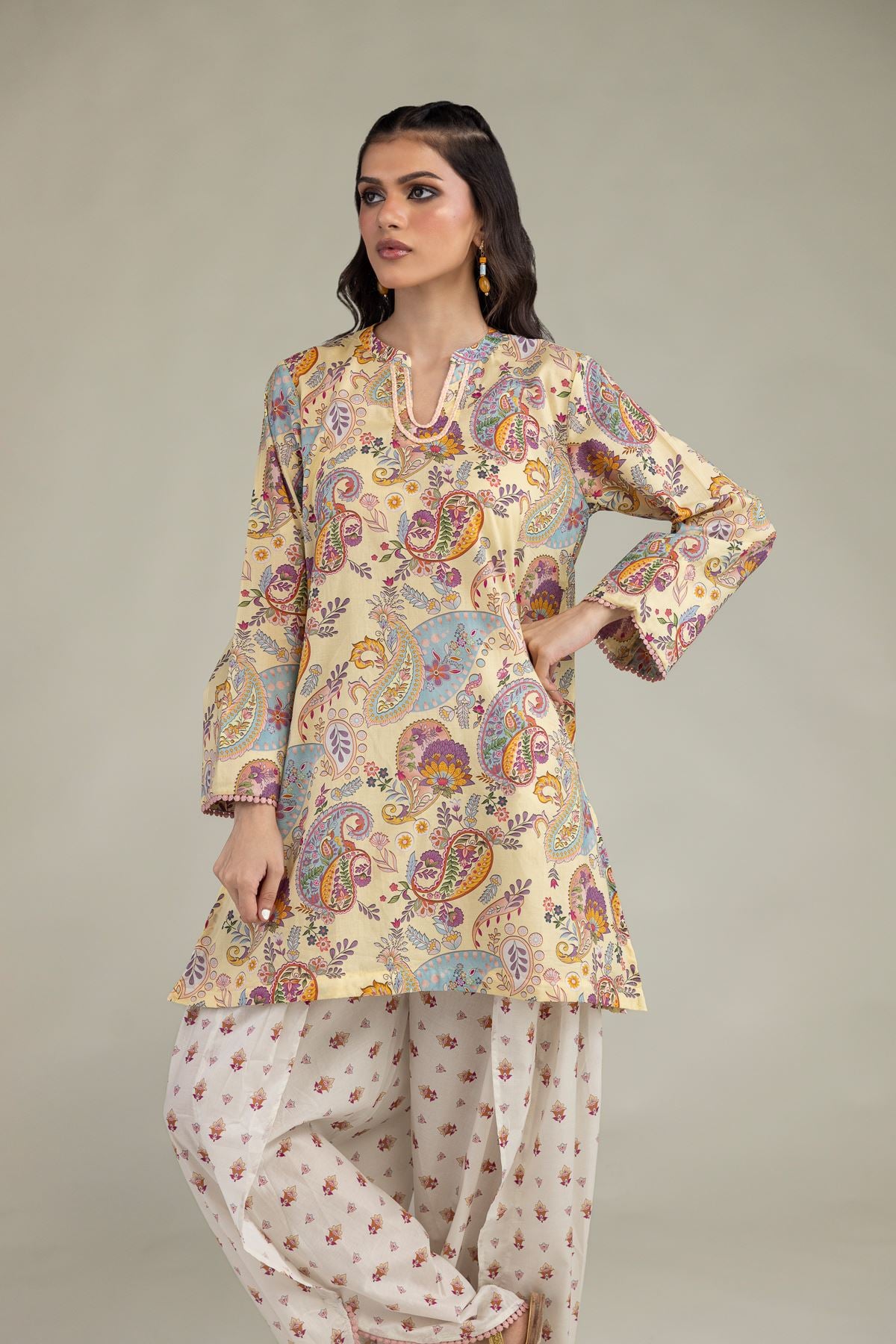 Printed Cambric Short Cambric Kurta - 1-26-224-B-J1-VG