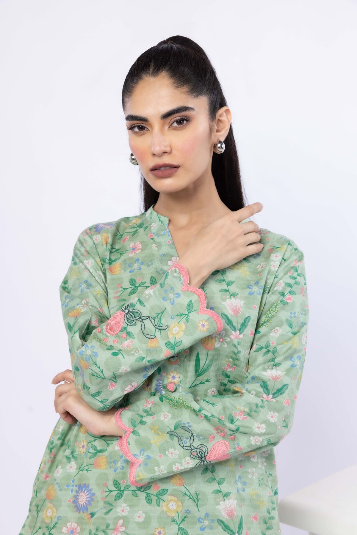 Embroidered Cotton Dobby Kurta - 25-10-12E4-05TA-VG