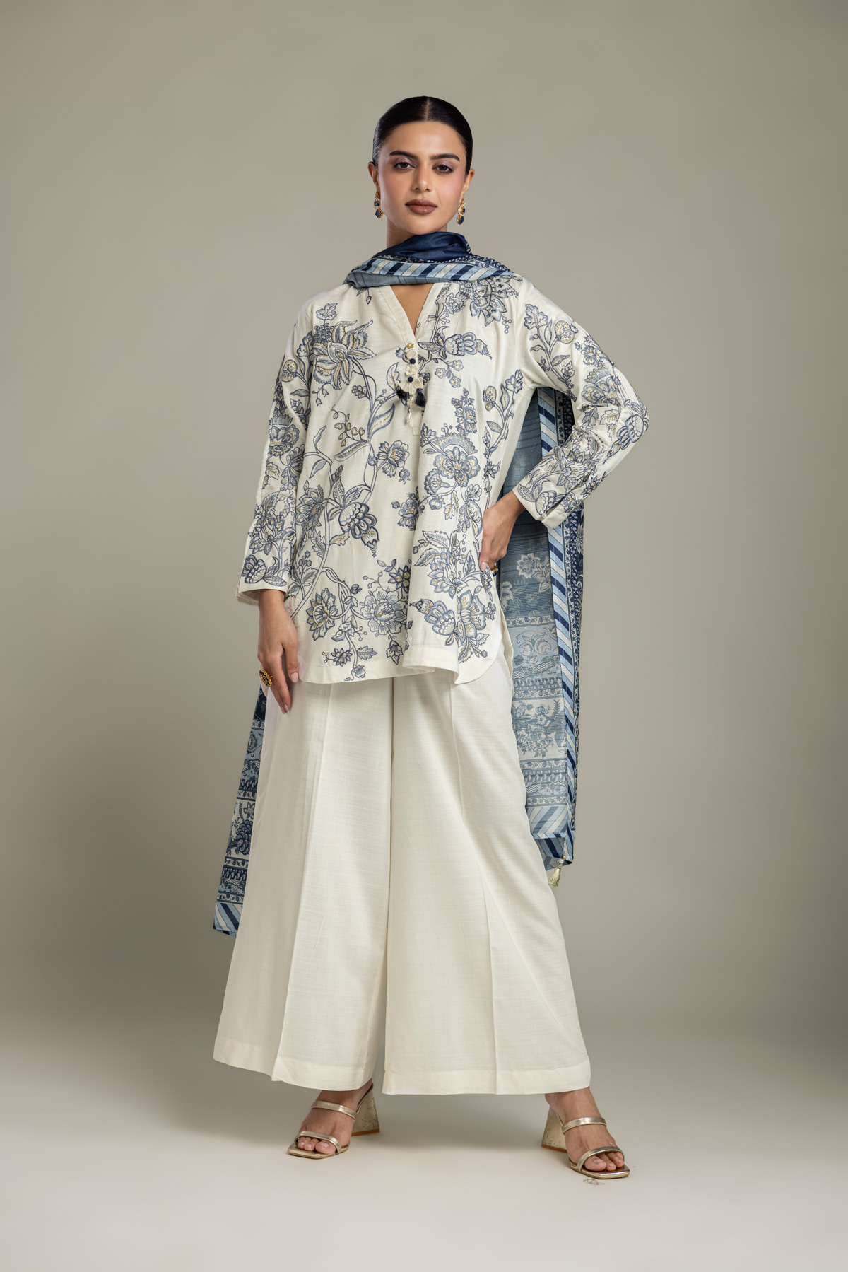 Embroidered Raw Silk Raw Silk Pants - 2-26-418-A-F1-VG