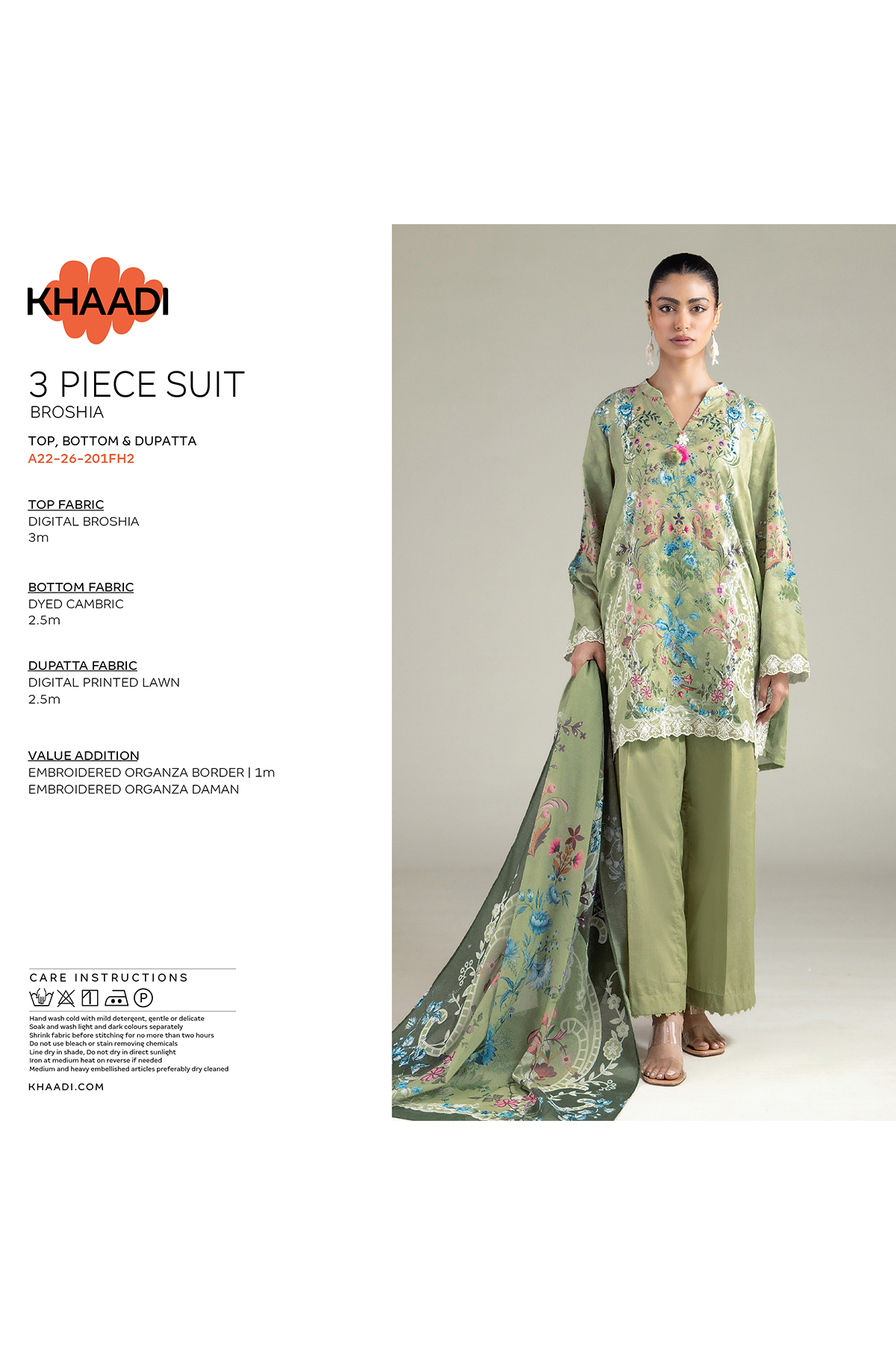 Embroidered Broshia Fabrics 3 Piece - T-A33-26-207FD1-VG