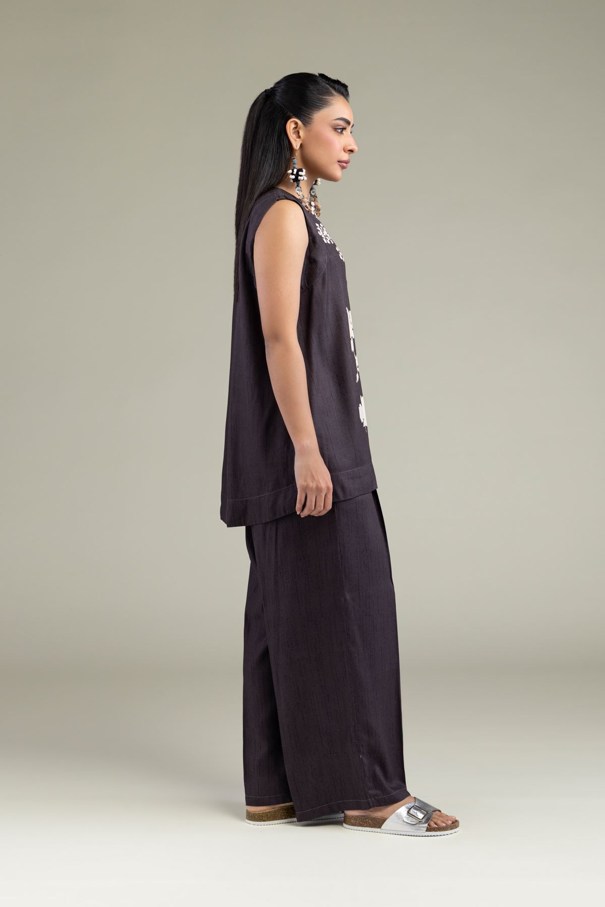 Printed Viscose Crepe Sleeveless Viscose Shirt - 6-26-206-B-B1-VG