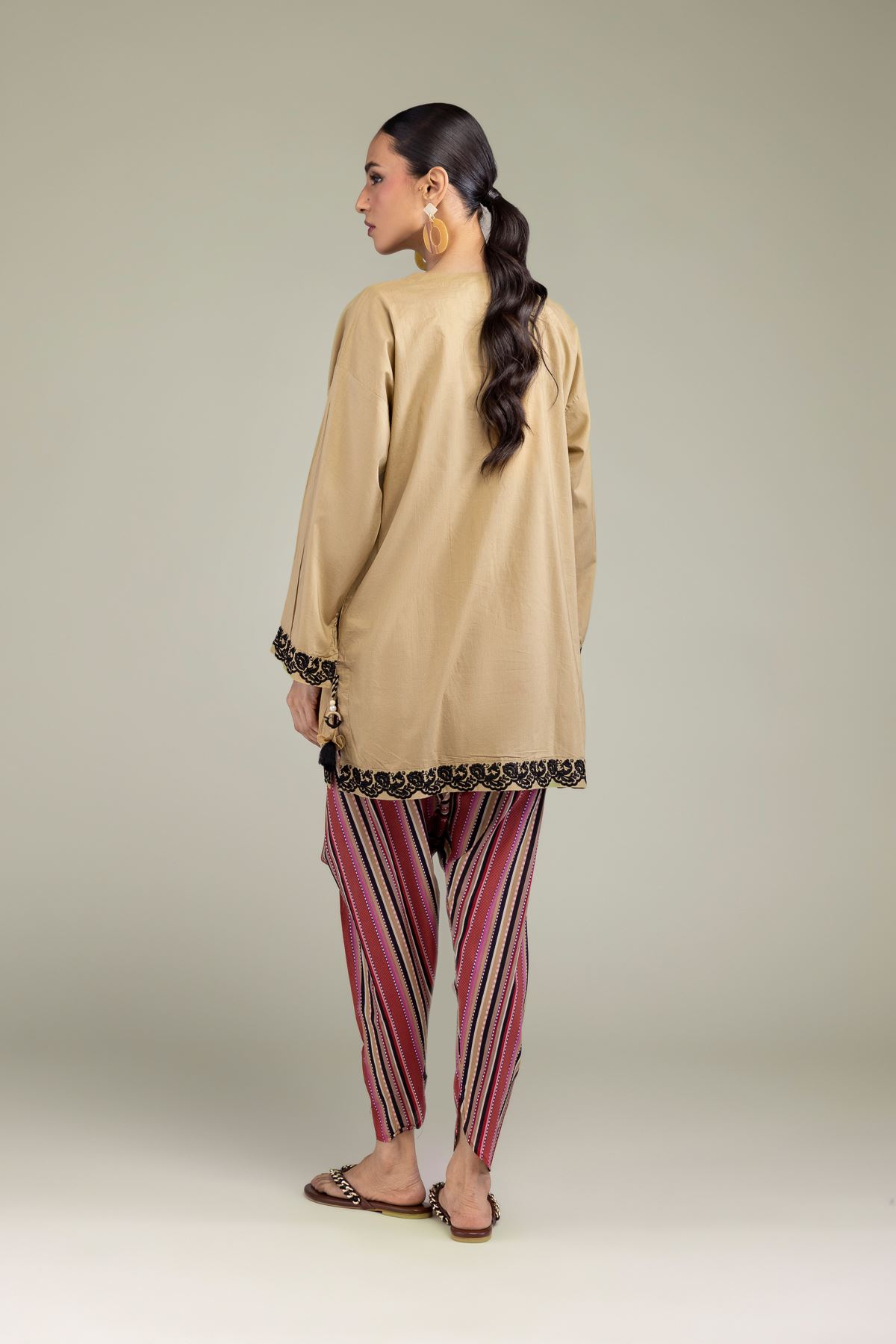 Embroidered Cambric Beige Cambric Kurta - 1-26-206-A-F1-VG