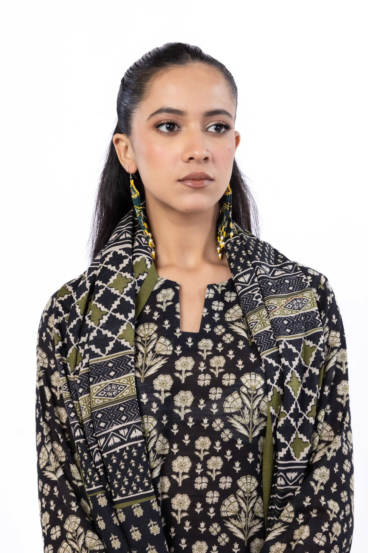 Printed Light Khaddar Fabrics 3 Piece - KW57A-VG