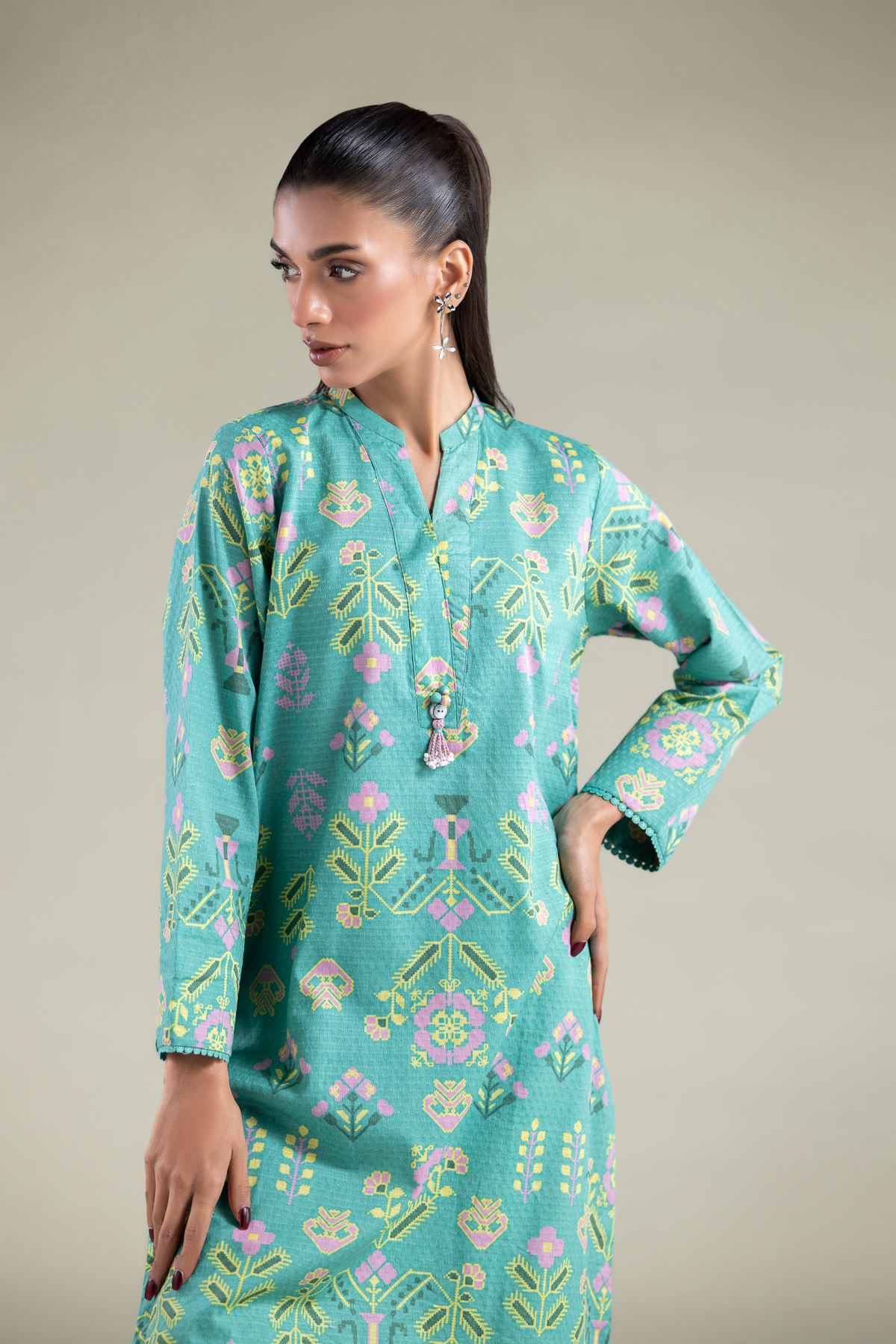 Printed Cotton Dobby Kurta - 25-00-X2-05TA-VG