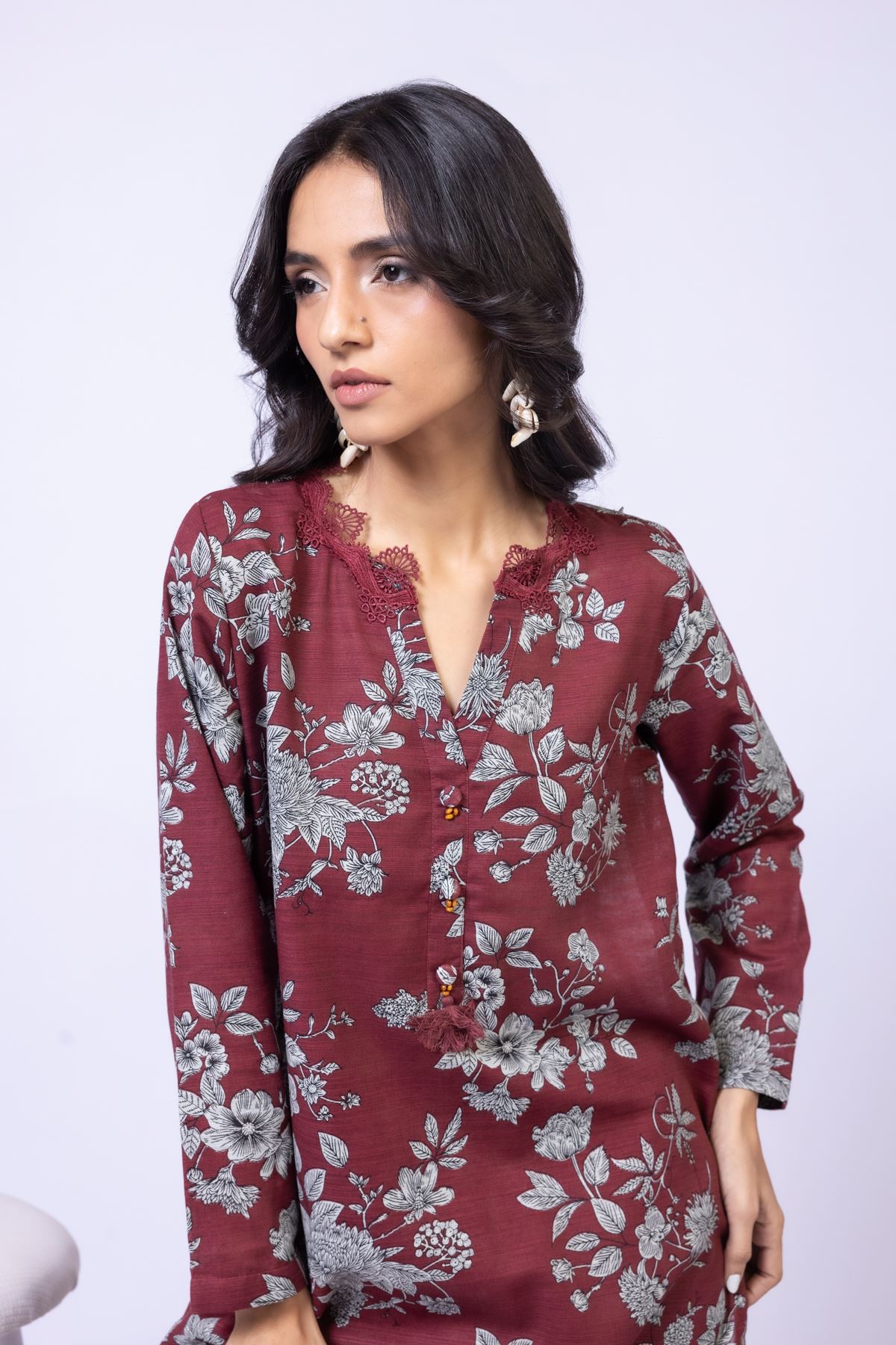 Printed Textured Cotton Kurta - 1001901382