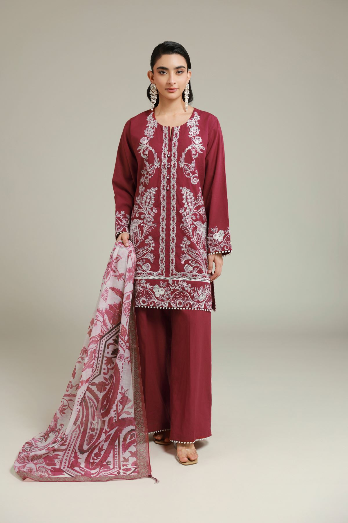 Embroidered Cambric Tailored 3 Piece - T-A33-26-109FF2-VG