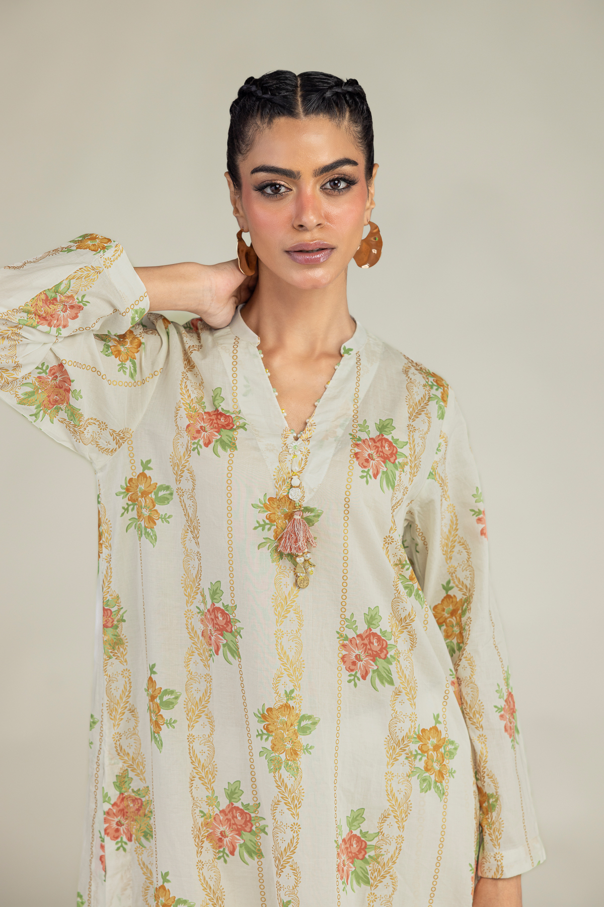 Printed Cambric Long Cambric Kurta - 1-26-212-A-E1-VG
