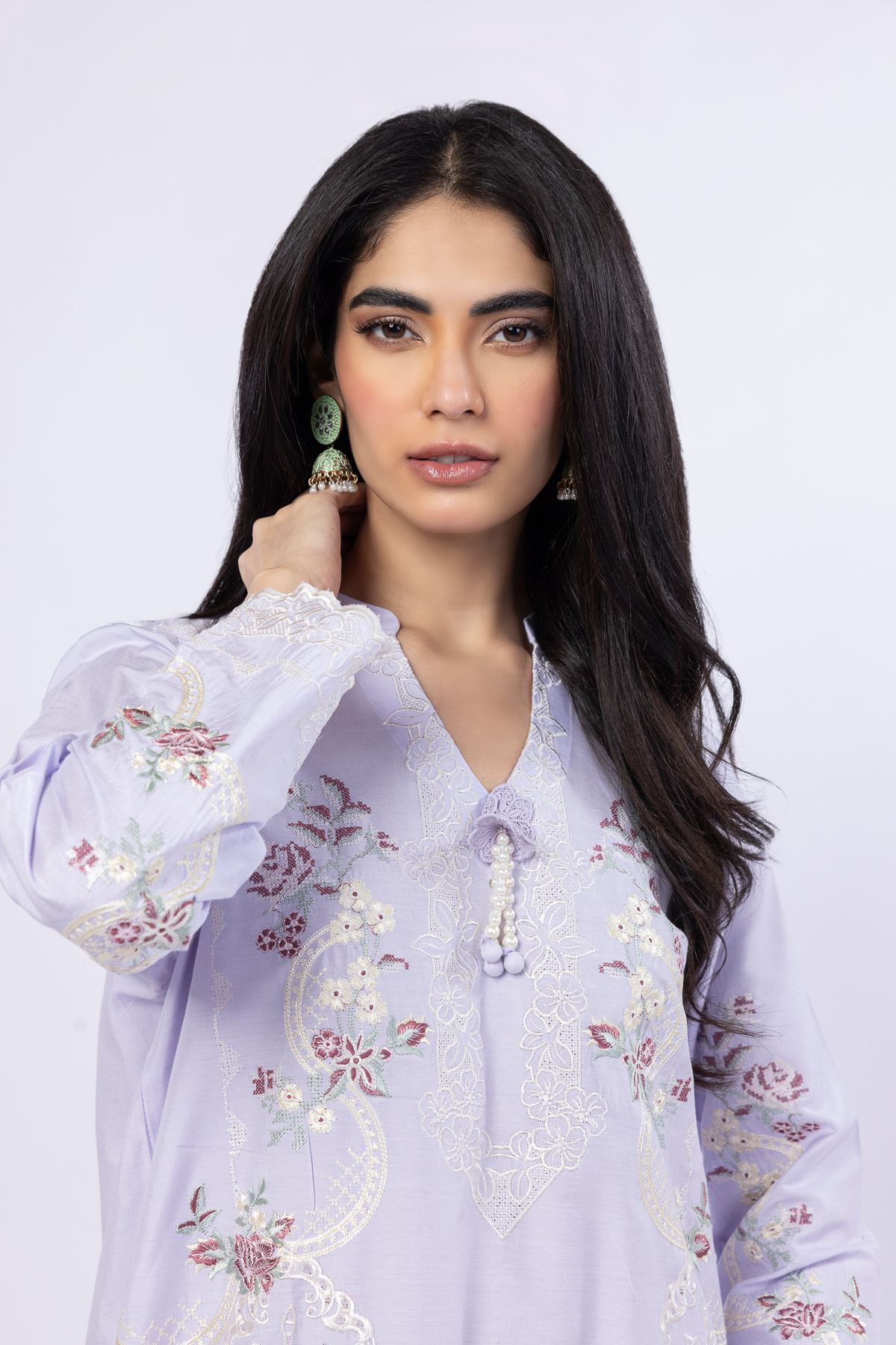 Embroidered Raw Silk Kurta - 25-10-10S4-02TA-VG