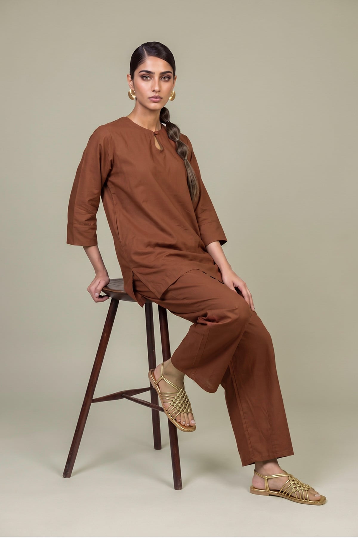 Dyed Cotton Dobby Tailored 2-Piece Set - 2-26-308-A-G1-VG