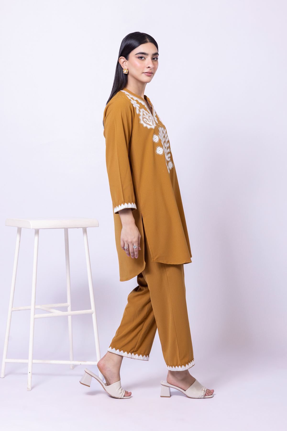 Embroidered Georgette Pants - 1-26-130-A-F-VG