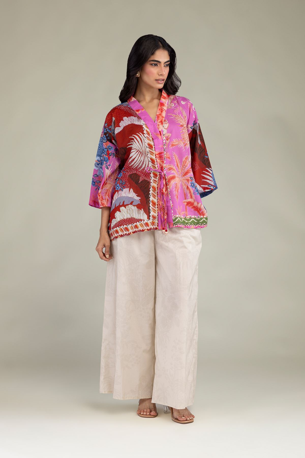Printed Cambric Solid Cambric Trousers - 6-26-208-A-B2-VG