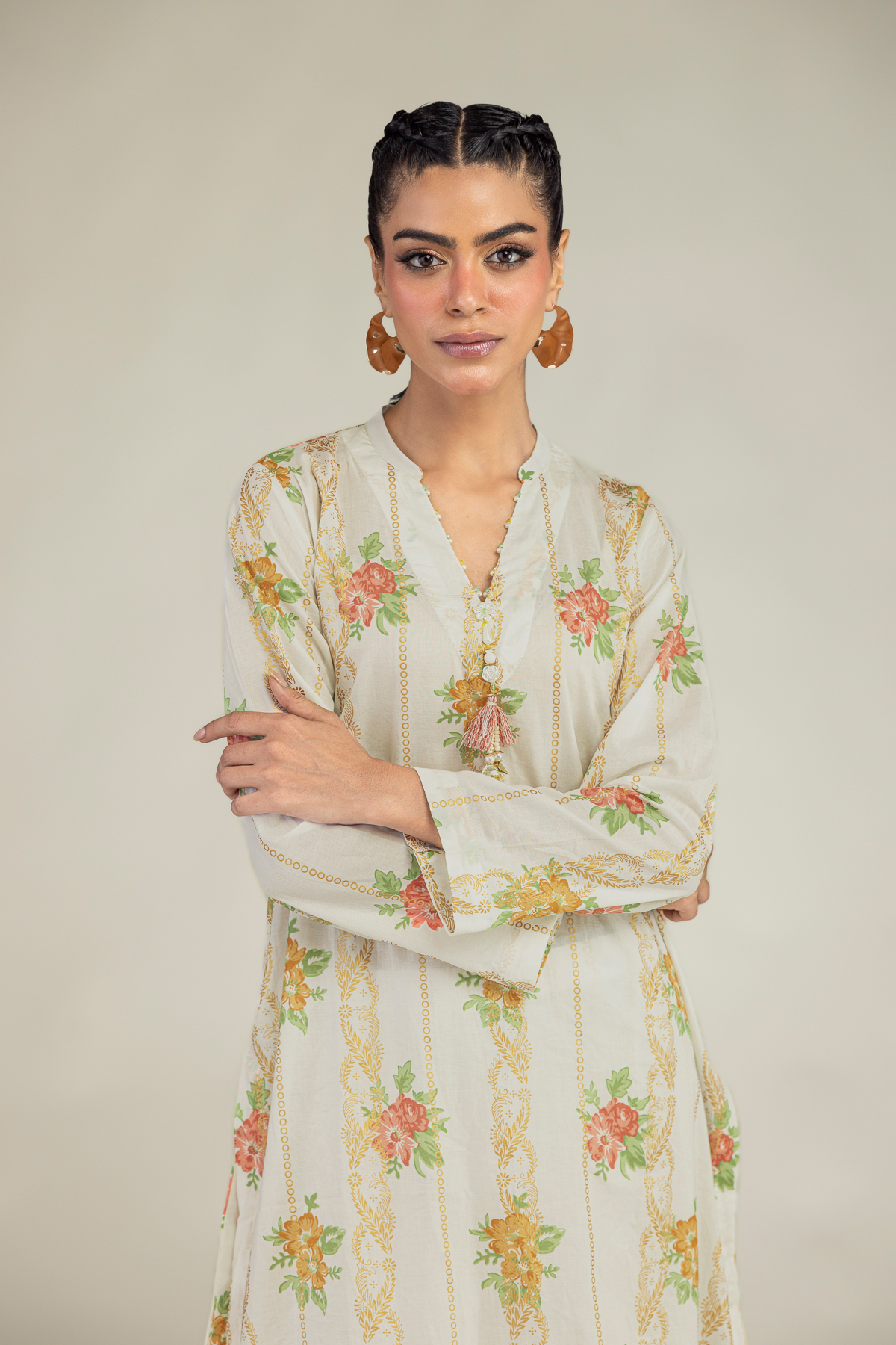 Printed Cambric Long Cambric Kurta - 1-26-212-A-E1-VG