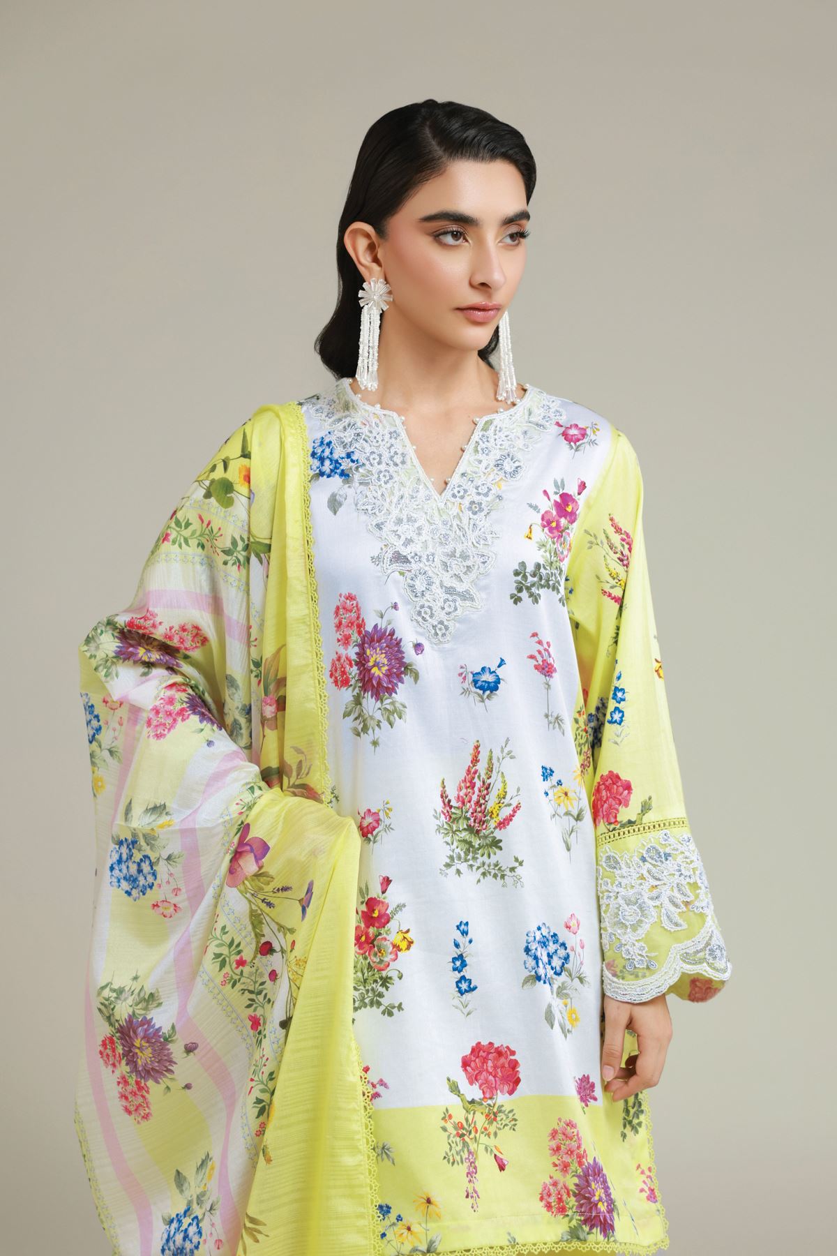 Printed Satin Tailored 3 Piece - T-A22-26-109FA1-VG