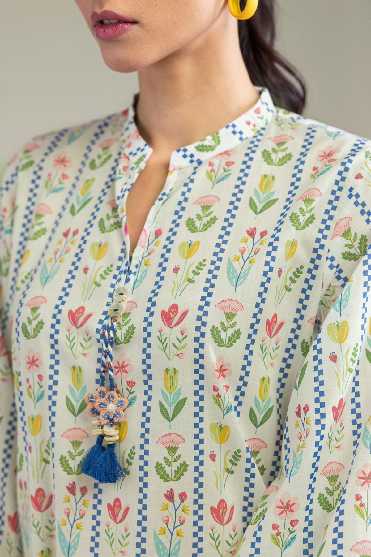 Printed Cambric Floral Cambric Kurta - 1-26-213-A-B1-VG