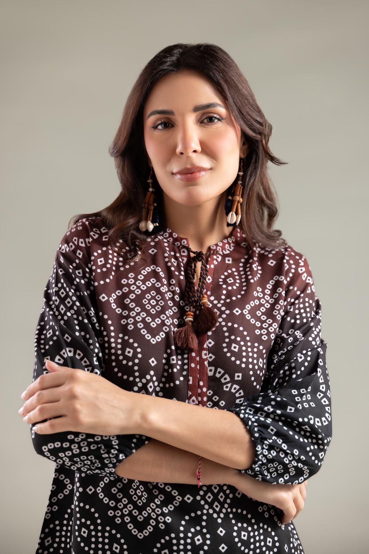Embroidered Viscose Crepe Blouse - 6-26-101-A-H-VG