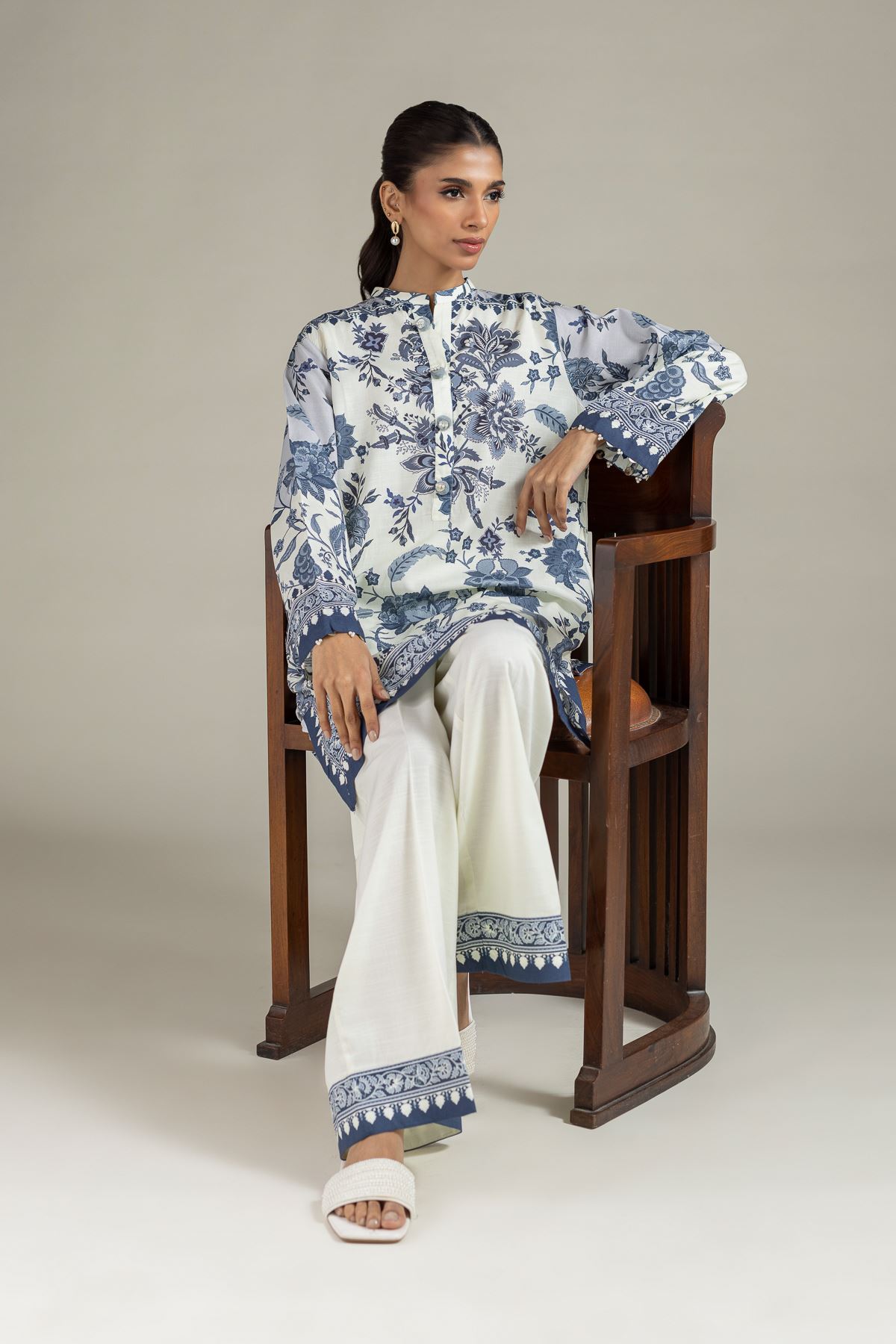 Printed Raw Silk Kurta - OTD4-EX22-10TA-VG
