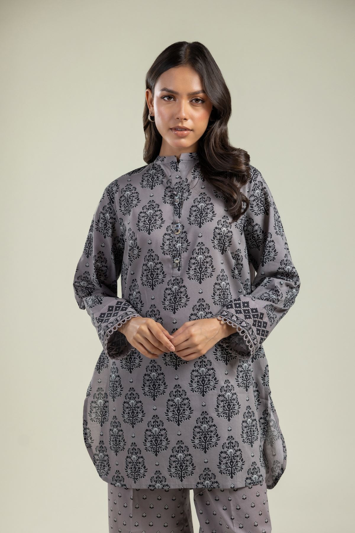 Printed Cambric Kurta - OTD4-EX26-09BA-VG