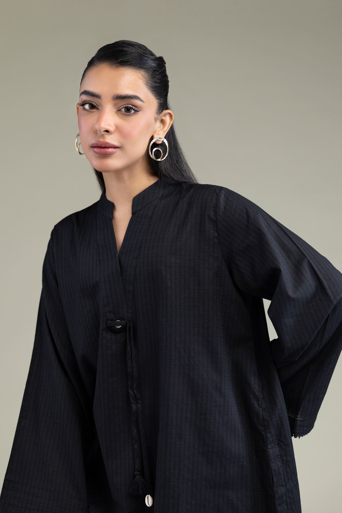 Printed Cotton Dobby Black Cotton Kurta - T-A11-26-101FH1-VG