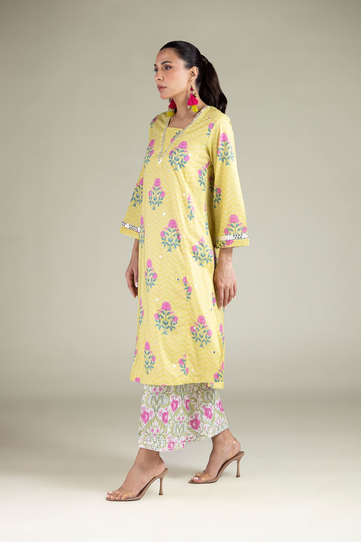 Embroidered Cotton Viscose Long Printed Kurta - 25-09-10E2-06TA-VG