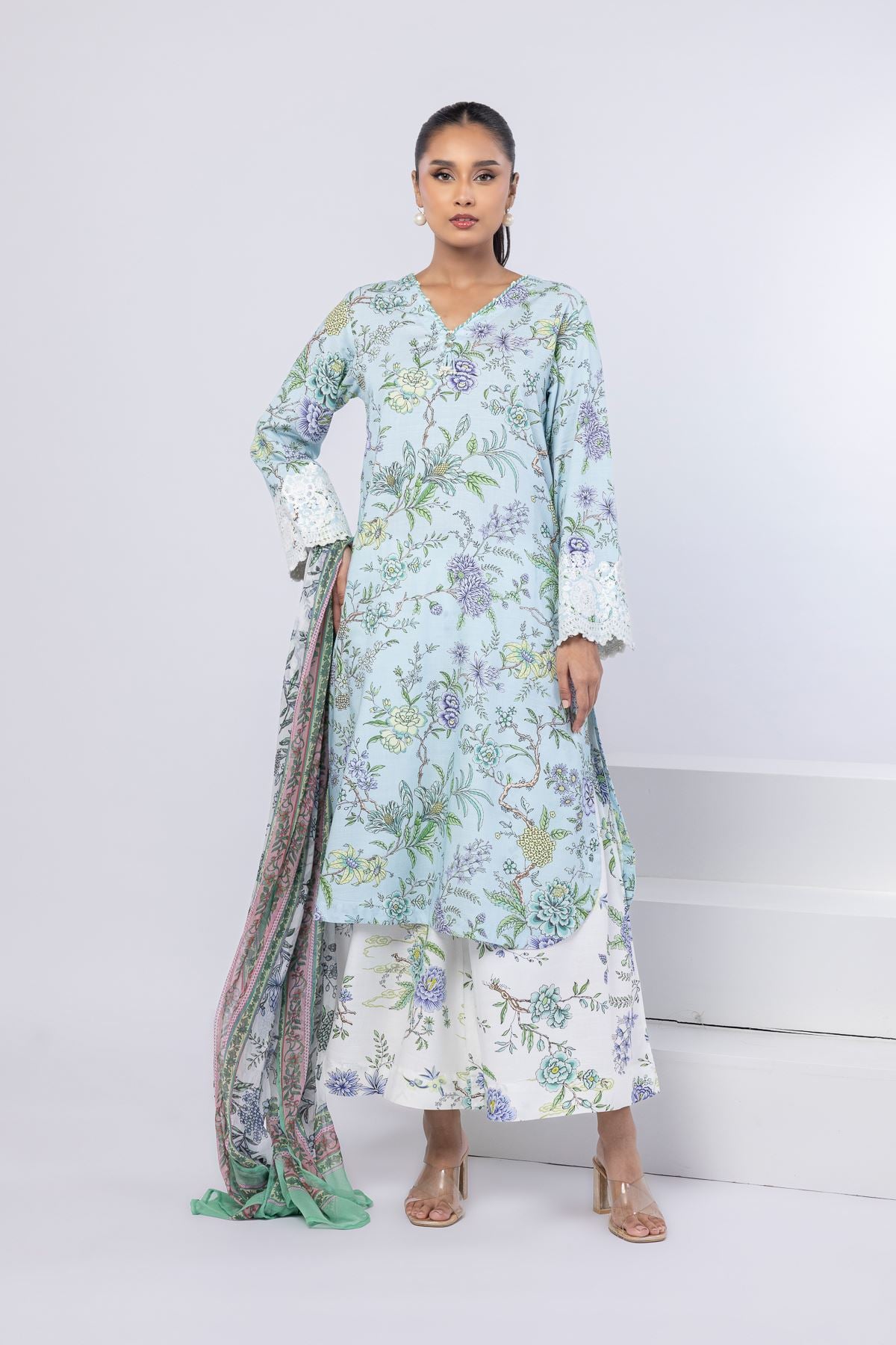Printed Dull Raw Silk Pants - 25-10-10S1-01TB-VG