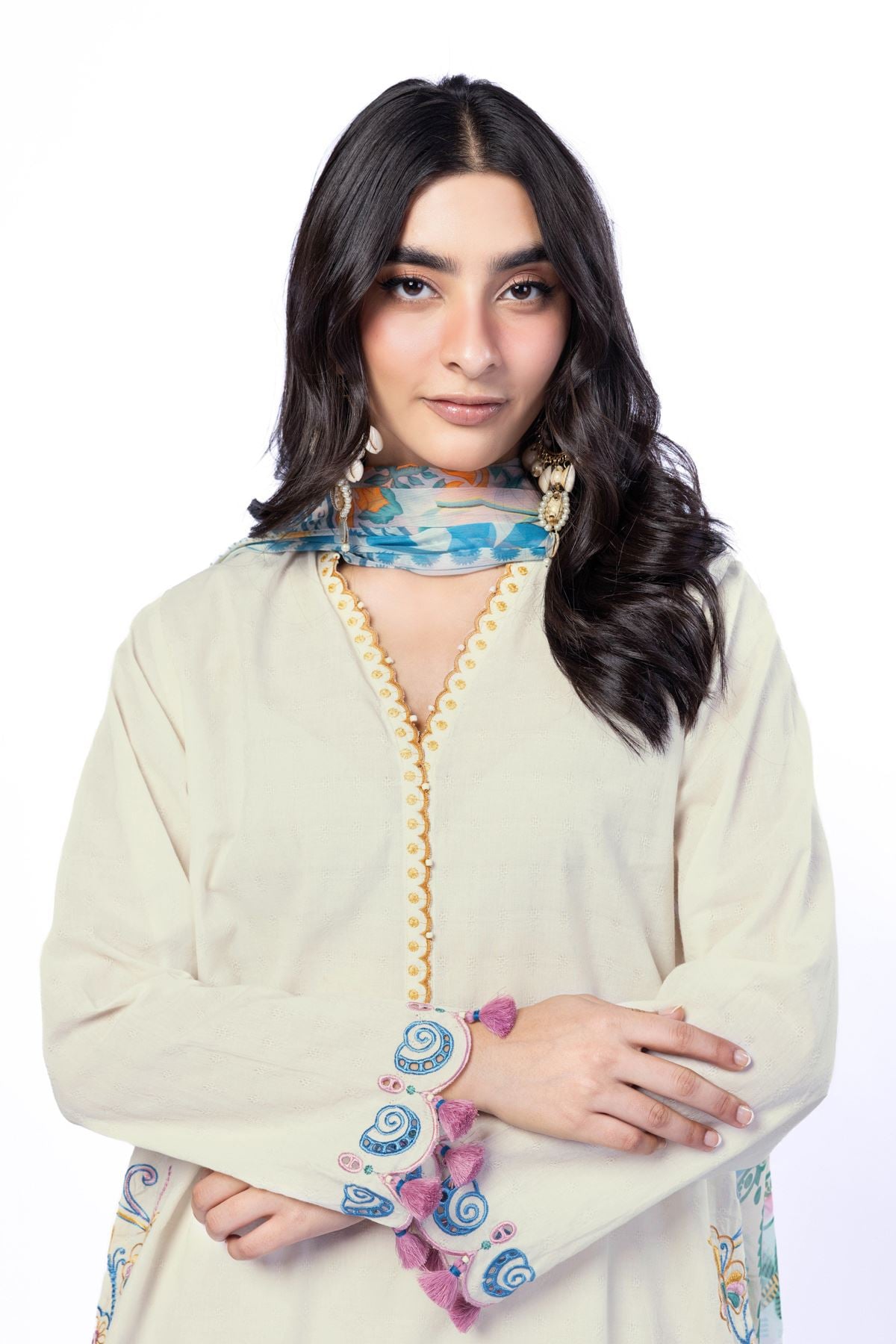 Embroidered Cotton Dobby Tailored 3 Piece - T-A22-26-107FA-VG