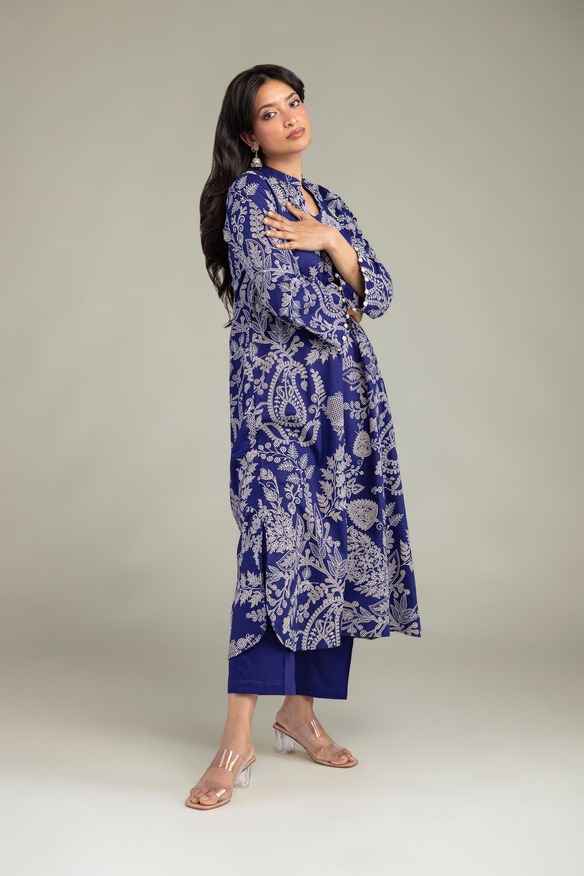 Printed Cambric Floral Navy Pants - 1-26-102-A-F-VG
