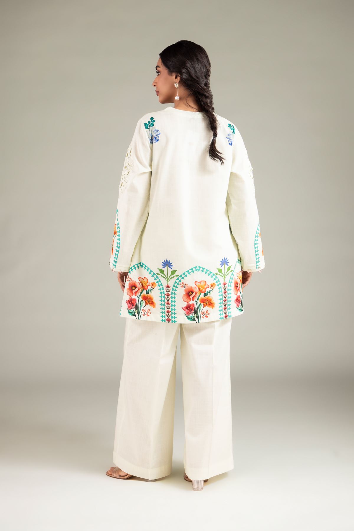 Embroidered Textured Cotton Kurta - 25-00-X2-08TB-VG
