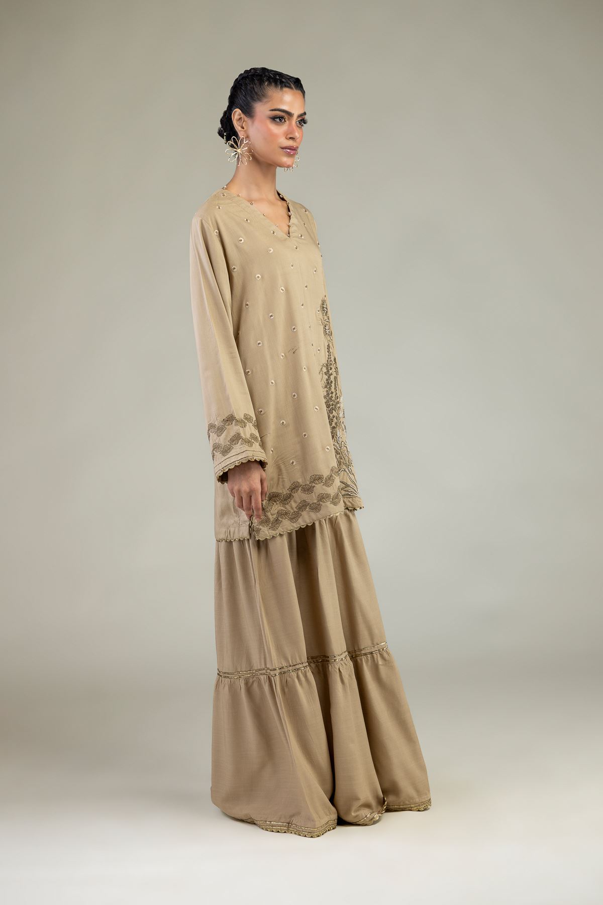 Embroidered Raw Silk Raw Silk Pants - 2-26-203-A-F1-VG