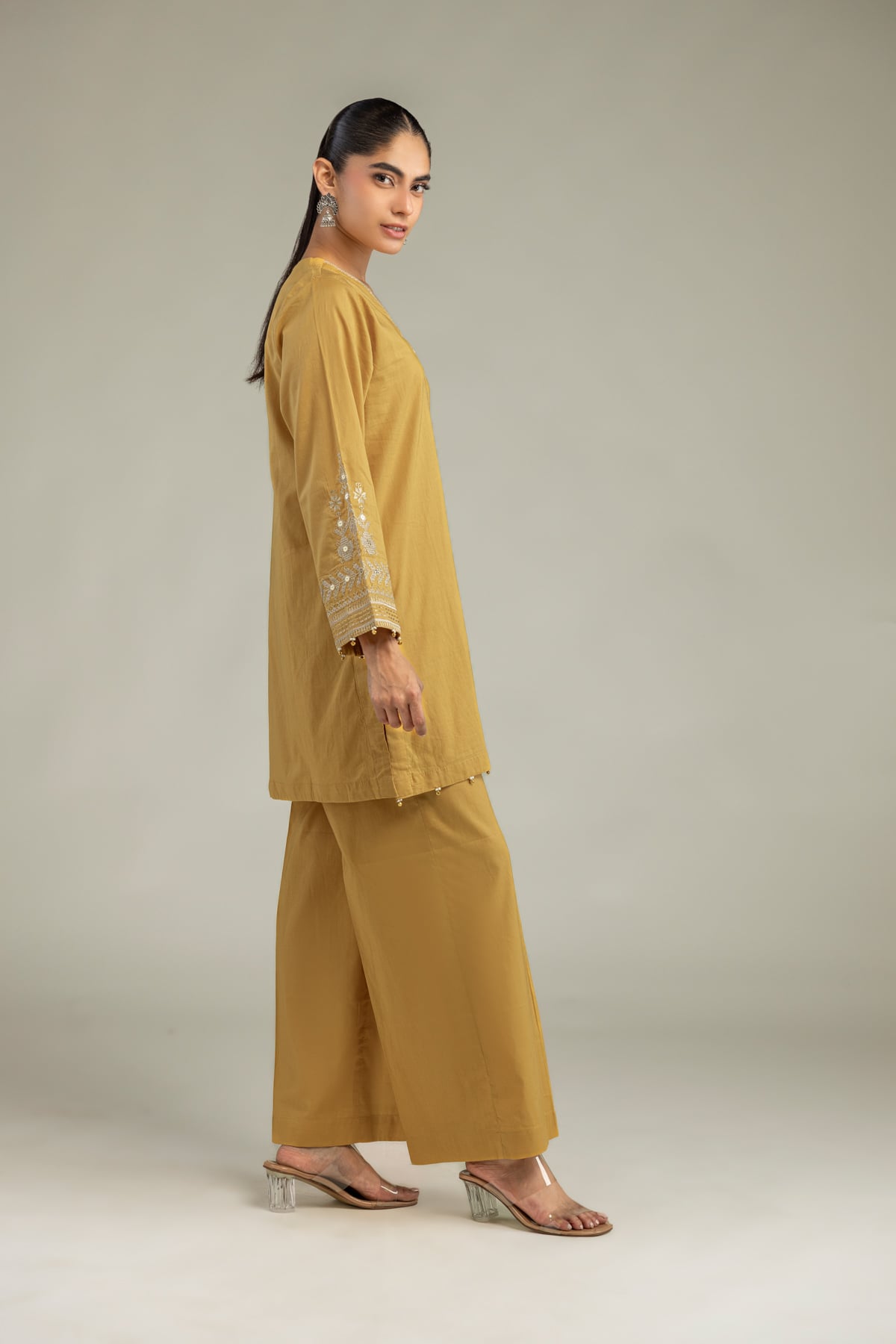 Embroidered Cambric Cambric Solid Pants - 1-26-102-A-F-VG