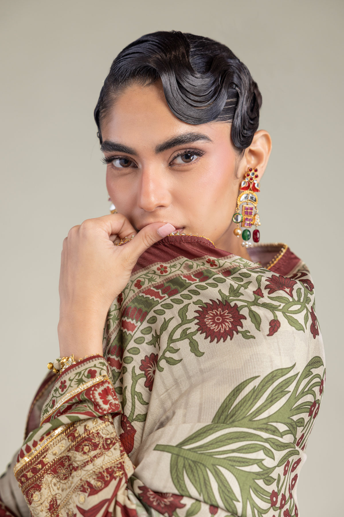 Embroidered Polyester Silk Floral Silk Dupatta - 1-26-102-A-F-VG