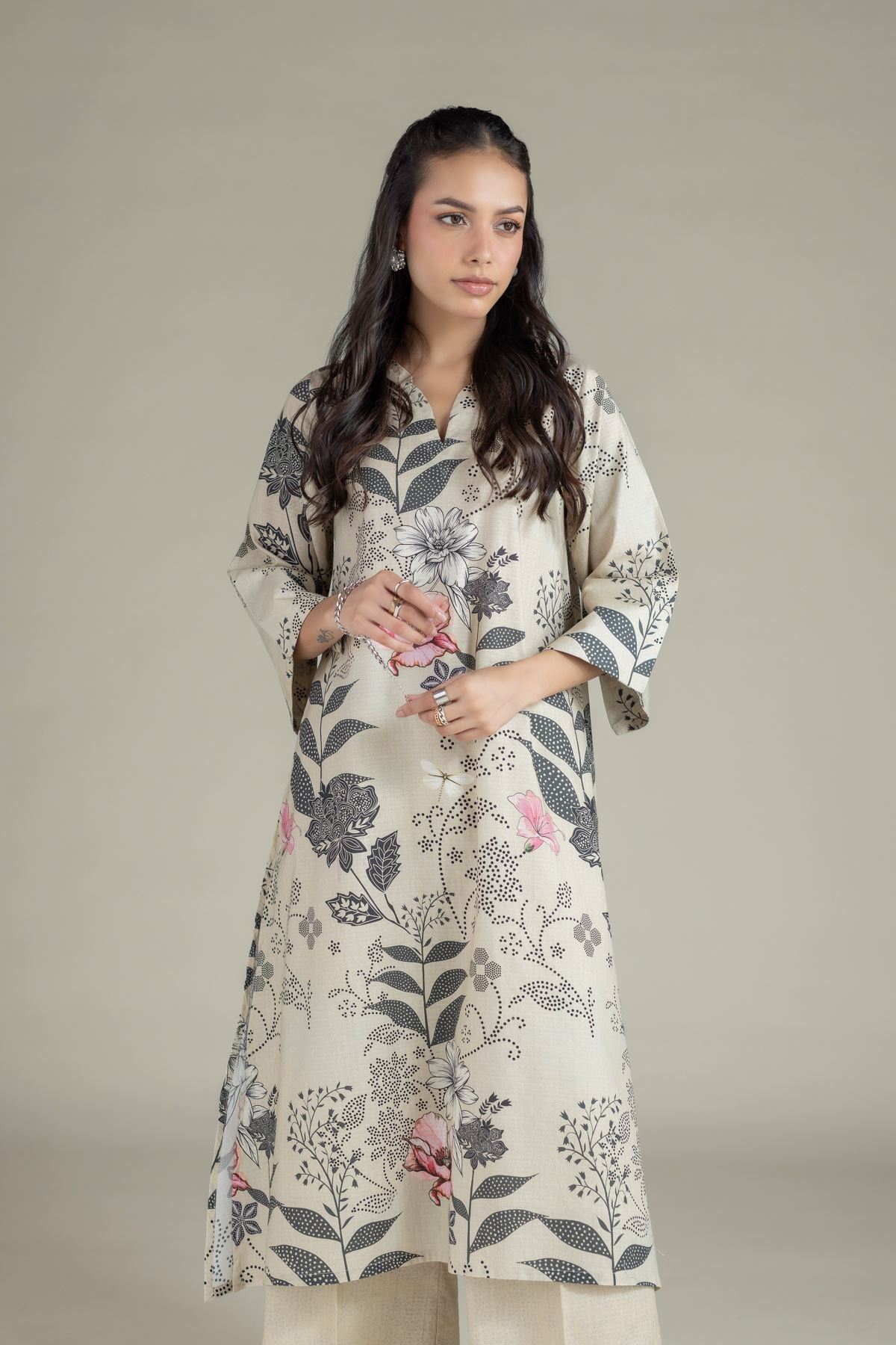 Printed Cotton Dobby Kurta - 25-00-X2-08TB-VG