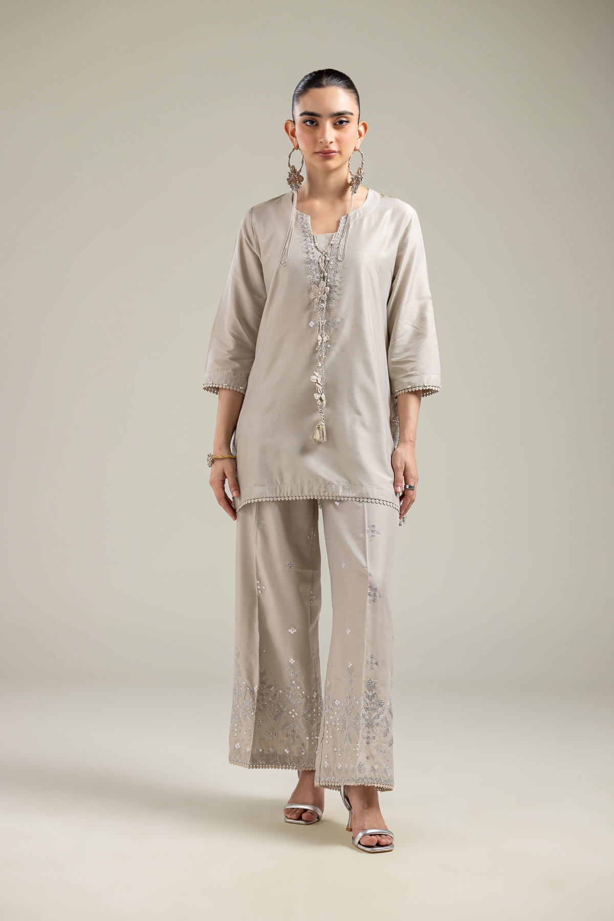 Raw Silk Beige Raw Silk Kurta - 1-26-142-A-F-VG
