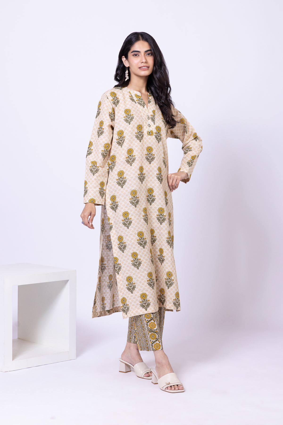 Printed Textured Cotton Pants - 25-09-11E3-09TA-VG