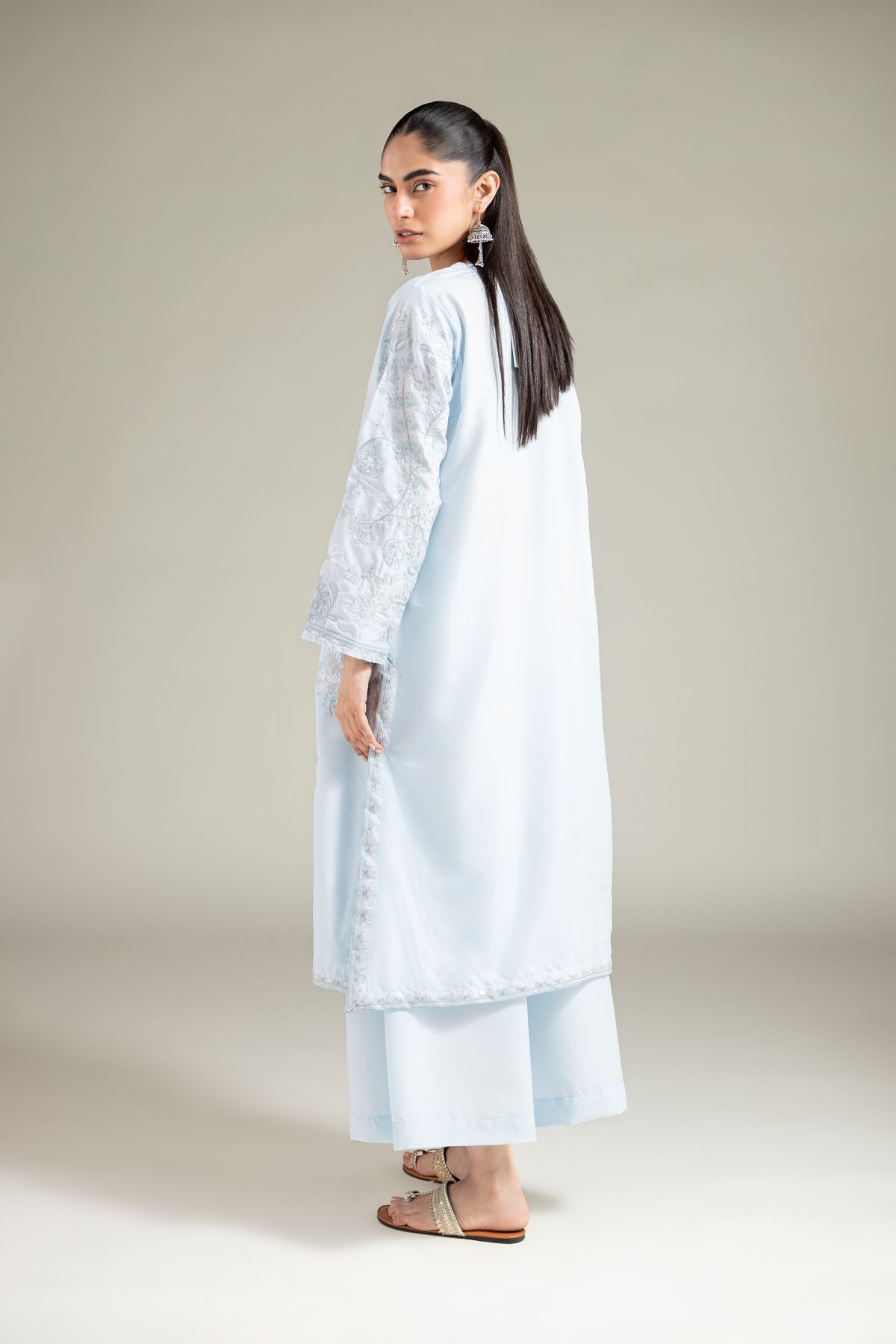Embroidered Blended Cambric Kurta - 1-26-103-A-B-VG