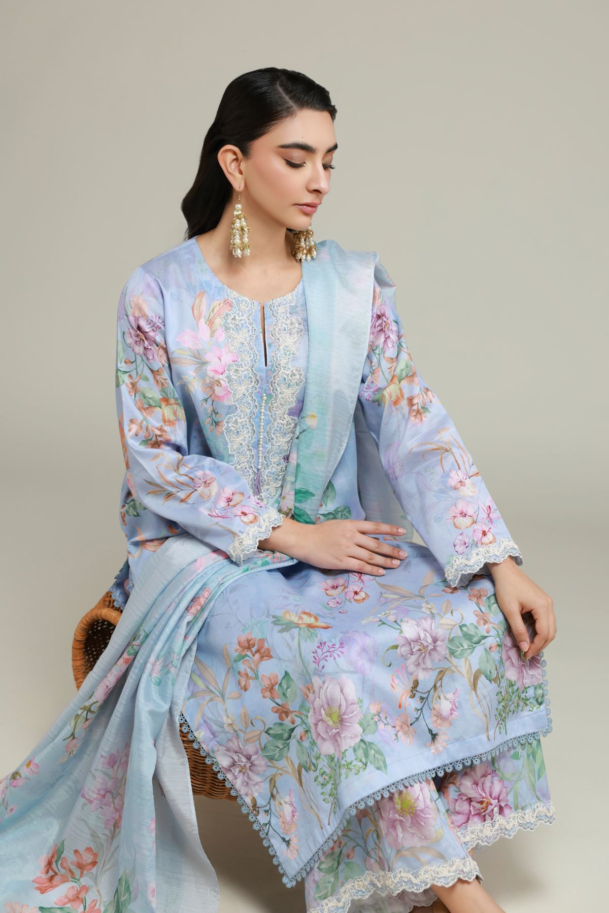 Printed Satin Fabrics 3 Piece - A33-26-111FF1-VG