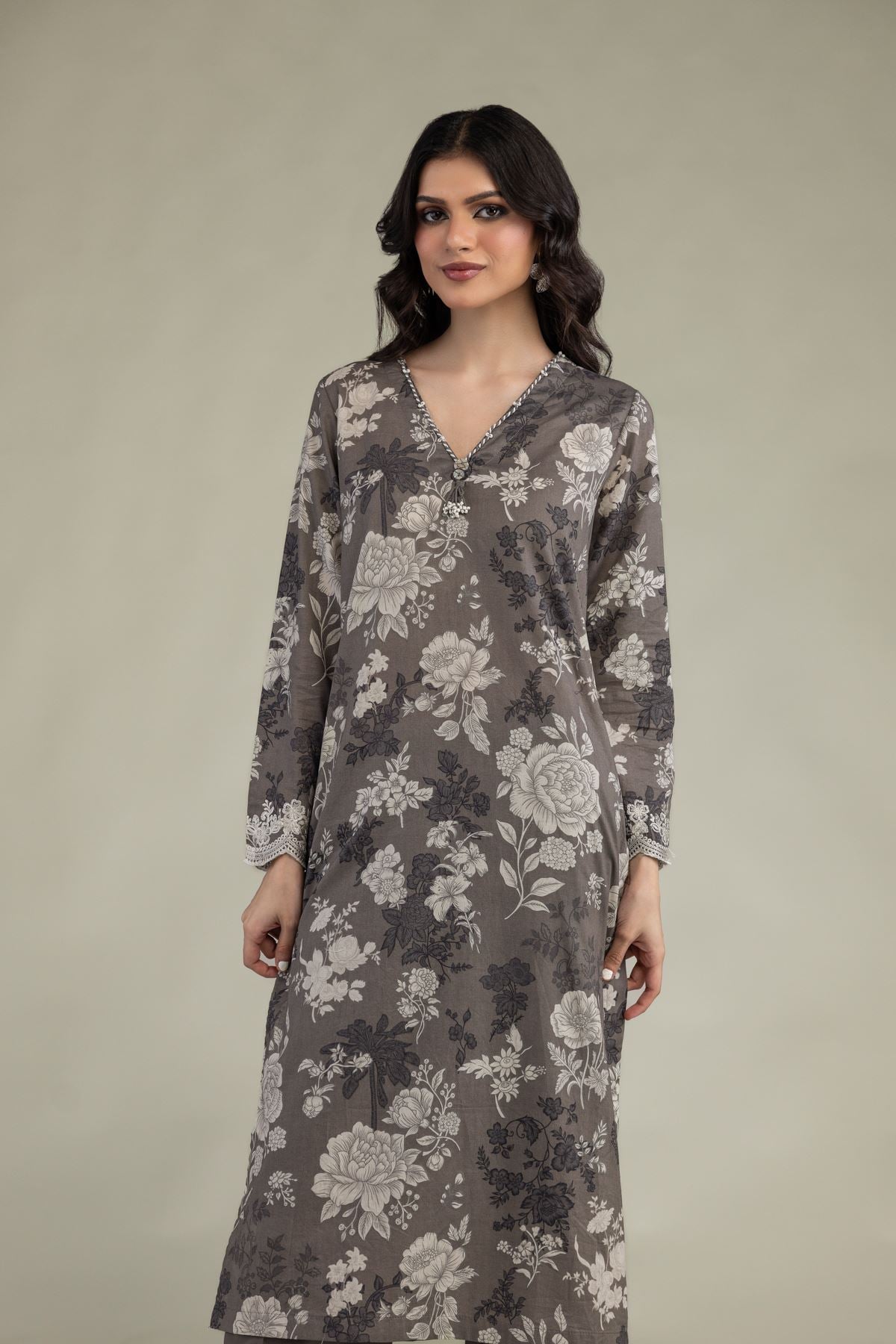 Embroidered Lawn Gray Lawn Kurta - 1-26-102-A-F-VG