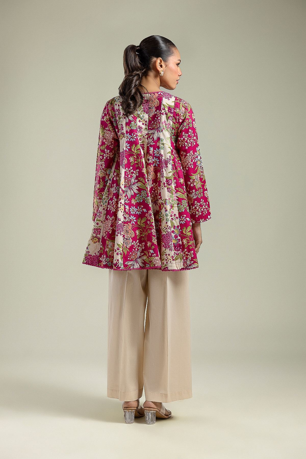 Printed Cambric Floral Cambric Kurta - 1-26-142-A-H-VG