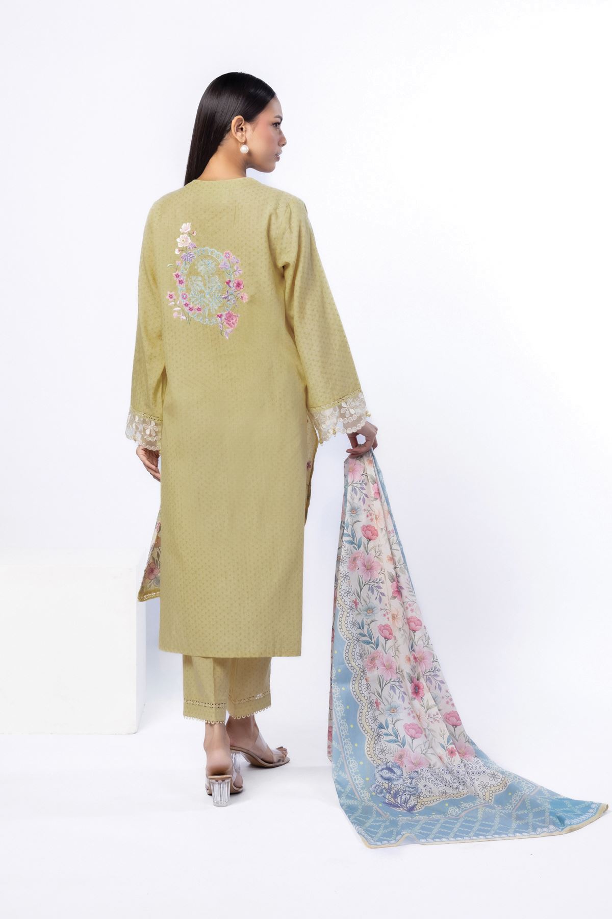 Embroidered Cotton Dobby Tailored 3 Piece - 1-26-113-A-B-VG