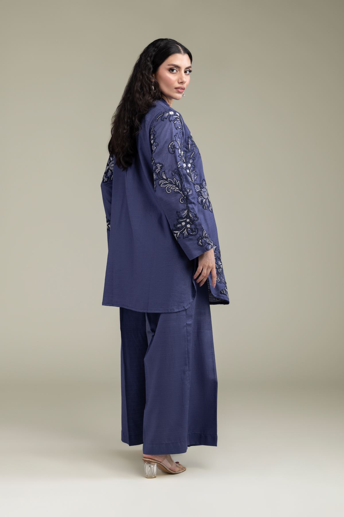 Embroidered Cotton Dobby Short Floral Kurta - 1-26-209-A-F1-VG